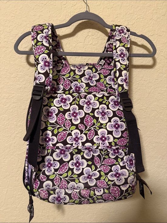 Vera Bradley Purple Floral Quilted Daypack with Green Accents